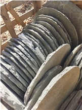 Kavala Grey Slate Oval Steps, Garden Stepping Pavement