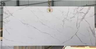Calacatta White Marble Look Sintered Stone Slabs Floor Use