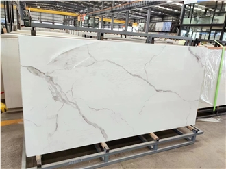 Statuario Venato White Marble Look Sintered Stone Slabs Tile