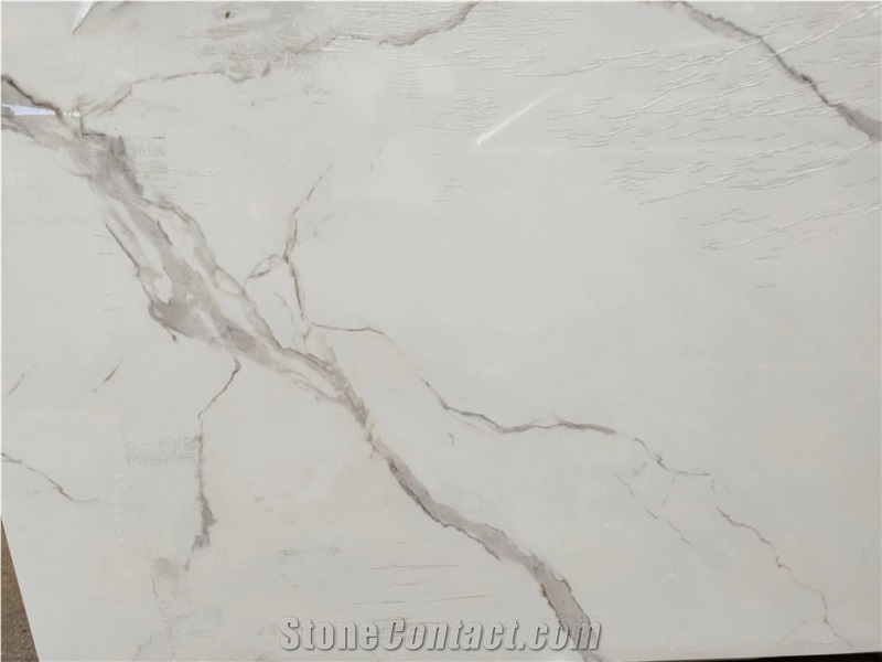 Statuario Venato White Marble Look Sintered Stone Slabs Tile