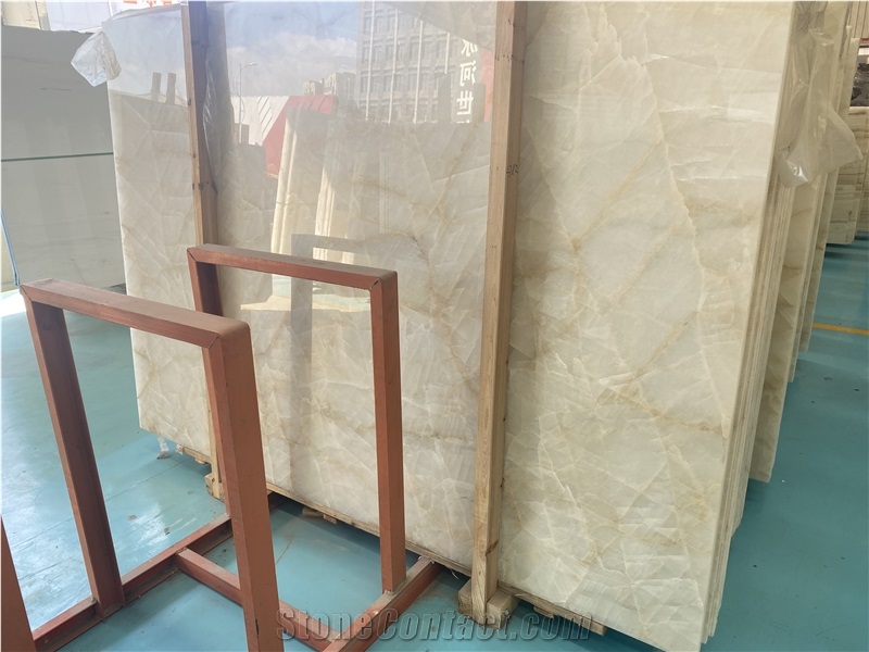 Abri White Onyx Slabs Wall Background Tile Home Decoration