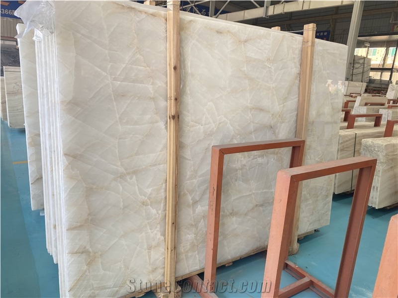 Abri White Onyx Slabs Wall Background Tile Home Decoration