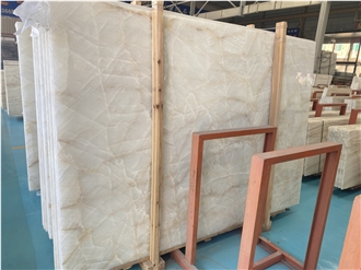 Abri White Onyx Slabs Wall Background Tile Home Decoration
