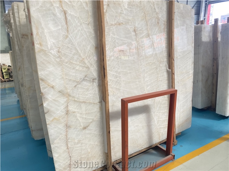 Abri White Onyx Slabs Wall Background Tile Home Decoration