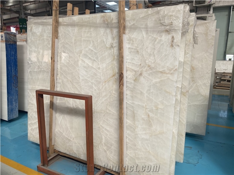 Abri White Onyx Slabs Wall Background Tile Home Decoration