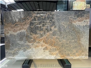 Black Cloud Onyx Slabs Bookmatched Turn Light Wall Tile