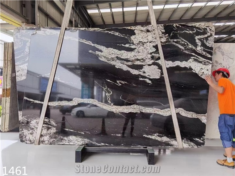 Nebula Granite Black Cosmic Swan Proto Slabs For Floor