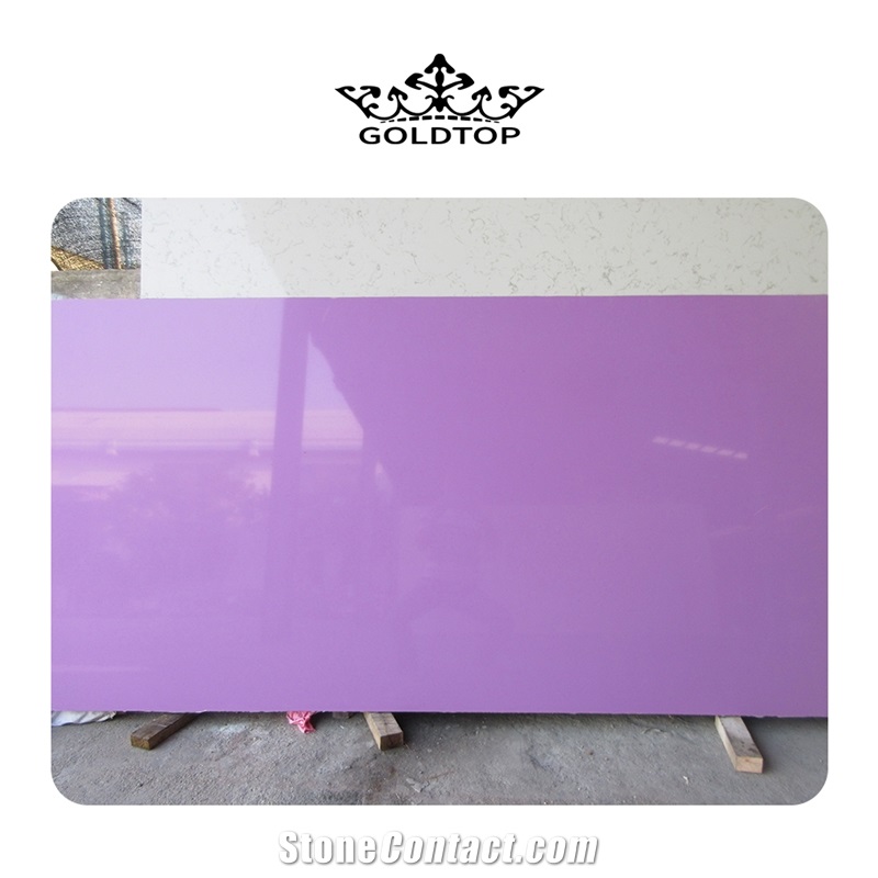 2Cm New Design Interior Pure Purple Color 2019 Quartz Slabs