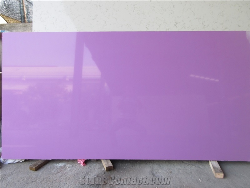 2Cm New Design Interior Pure Purple Color 2019 Quartz Slabs