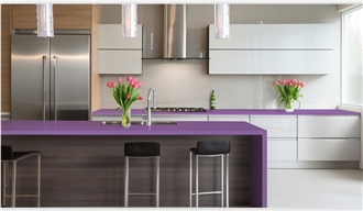 2Cm New Design Interior Pure Purple Color 2019 Quartz Slabs