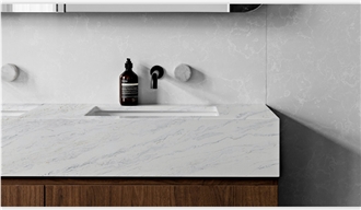 Eased Edges White 5099 Mont Blanc Quartz Bathroom Vanity Tops