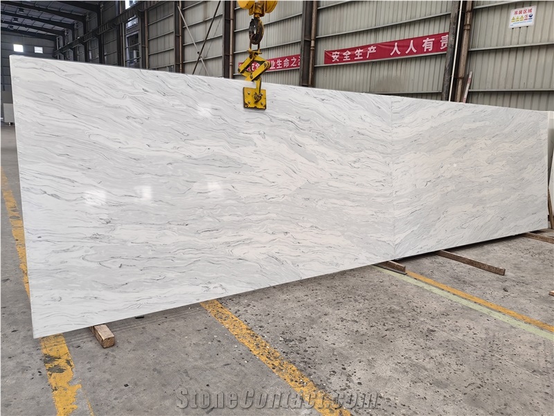 Polished 2Cm And 3 Cm Calacatta Viscon 5097 Quartz Slabs