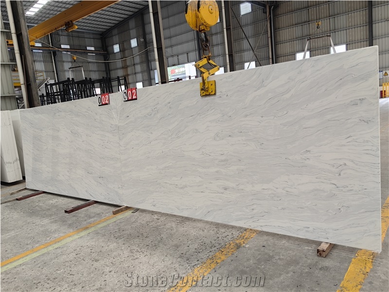 Polished 2Cm And 3 Cm Calacatta Viscon 5097 Quartz Slabs