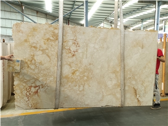 Interior Design Natural Polished Royal Amber Marble Slabs