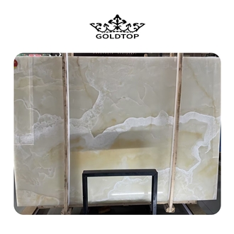 Natural Glossy Premium Quality Snow White Onyx Slabs