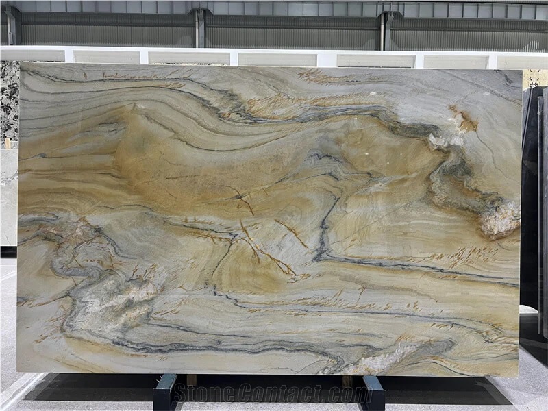Premium Quality Gold Veins Grey Luxury Quartzite Slabs