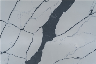 Artificial Black Calacatta Printed Stone Quartz Slabs