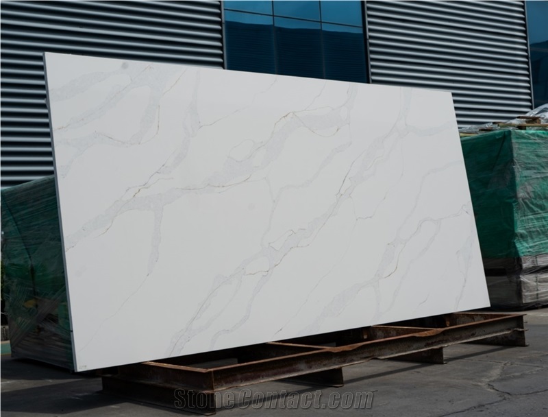 Artificial Calacatta Marble Look Quartz Slabs For Canada Market