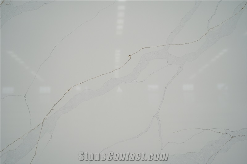 Artificial Calacatta Marble Look Quartz Slabs For Canada Market