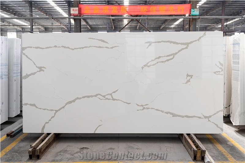 Calacatta Gold Textured Quartz Slab - 12Mm Thicknes