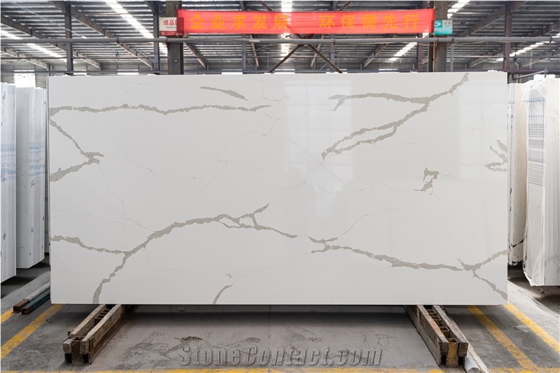 Calacatta Gold Textured Quartz Slab - 12Mm Thicknes