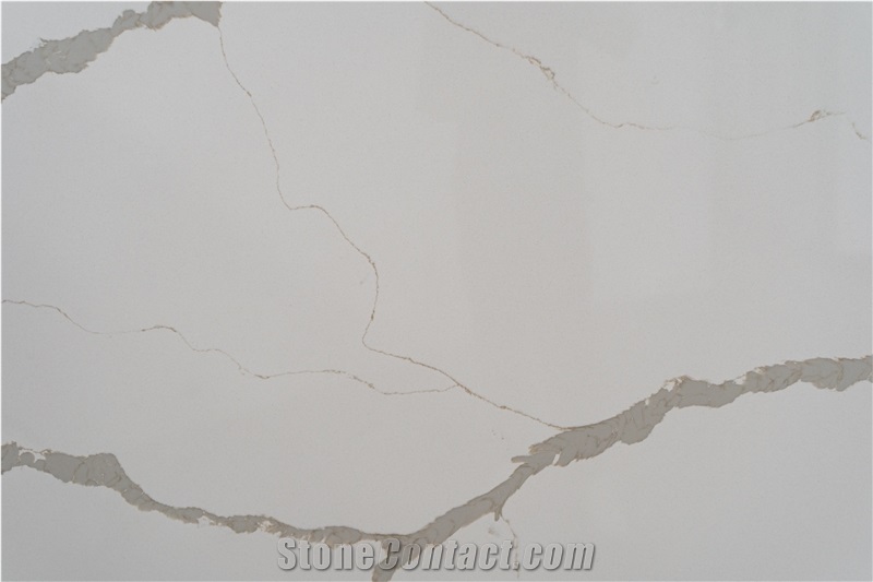 Calacatta Gold Textured Quartz Slab - 12Mm Thicknes