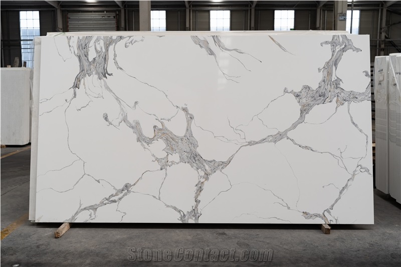 Calacatta White Quartz Stone Slab Engineered Stone