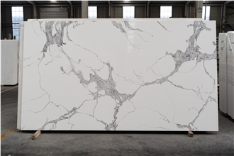Calacatta White Quartz Stone Slab Engineered Stone