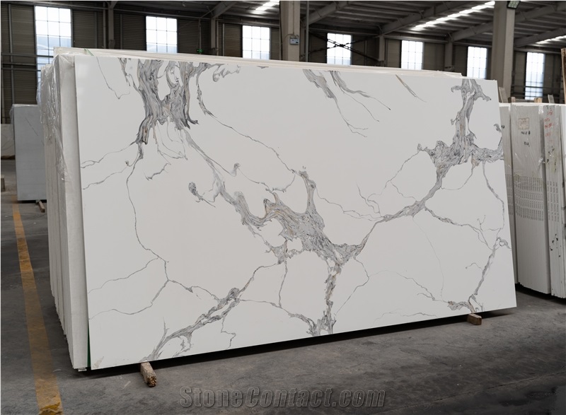 Calacatta White Quartz Stone Slab Engineered Stone