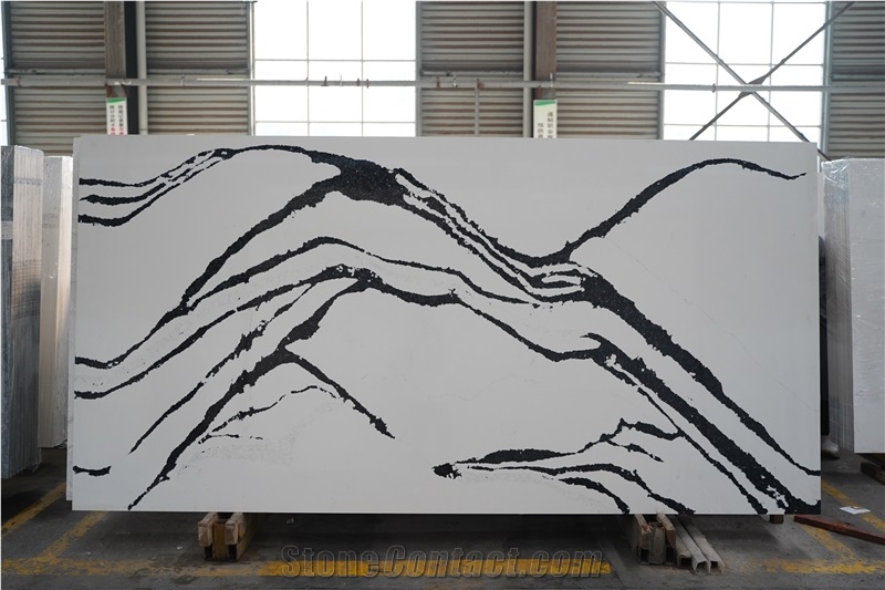 Calcutta Black Quartz Slab Modern Kitchen Quartz Slabs