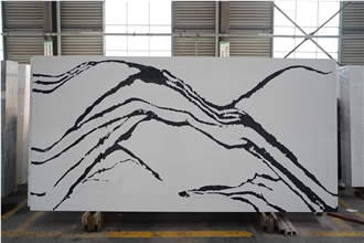 Calcutta Black Quartz Slab Modern Kitchen Quartz Slabs