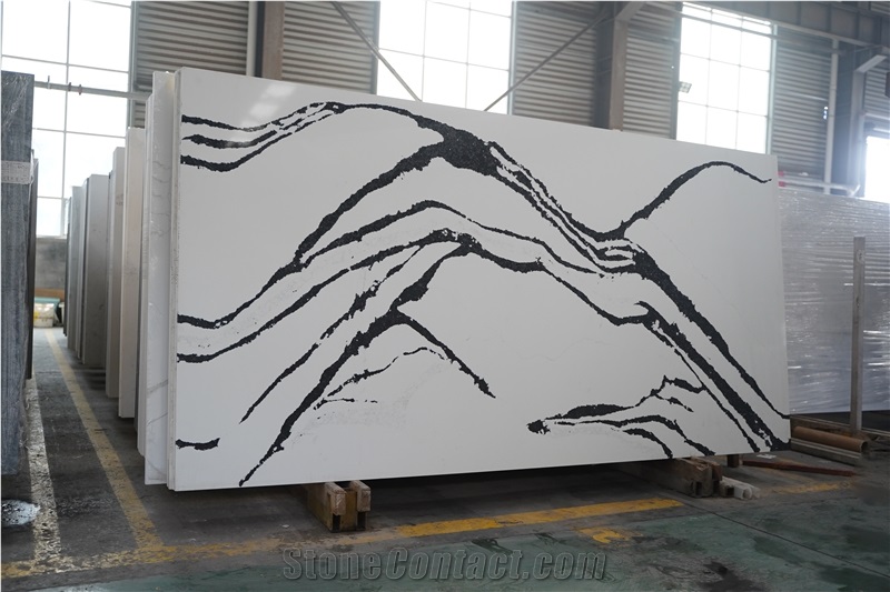 Calcutta Black Quartz Slab Modern Kitchen Quartz Slabs