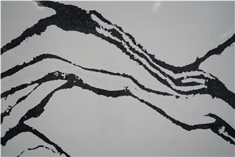 Calcutta Black Quartz Slab Modern Kitchen Quartz Slabs