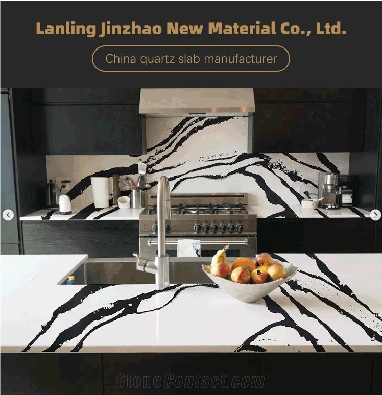 Calcutta Black Quartz Slab Modern Kitchen Quartz Slabs