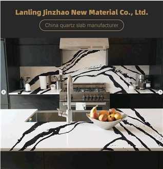 Calcutta Black Quartz Slab Modern Kitchen Quartz Slabs