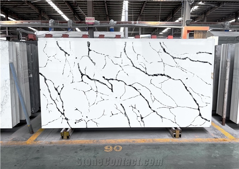 Cheap Stock Quartz Black Artificial Calacatta