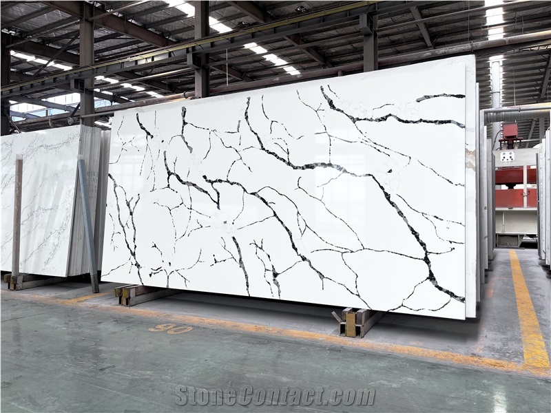 Cheap Stock Quartz Black Artificial Calacatta