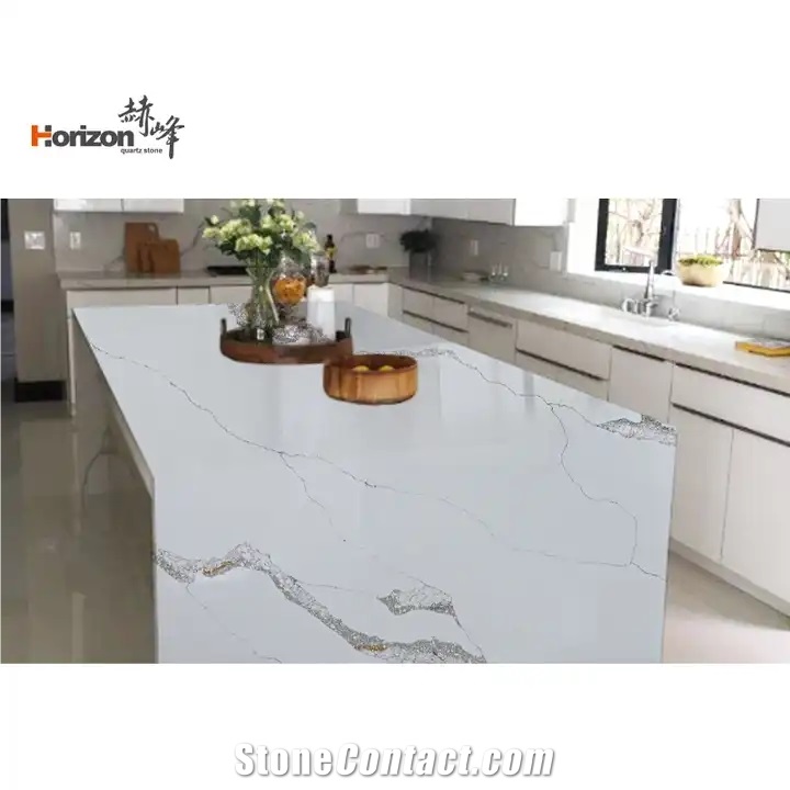 Factory Wholesale Customized Calacatta White Quartz Slabs