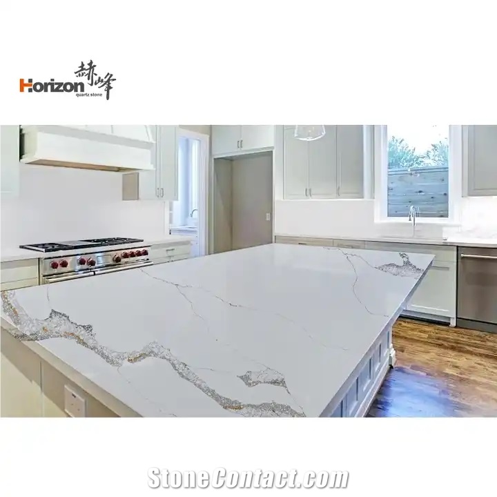 Factory Wholesale Customized Calacatta White Quartz Slabs