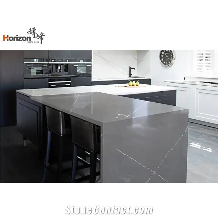 Grey Calacatta Quartz Stone Prefabricated Quartz Slabs