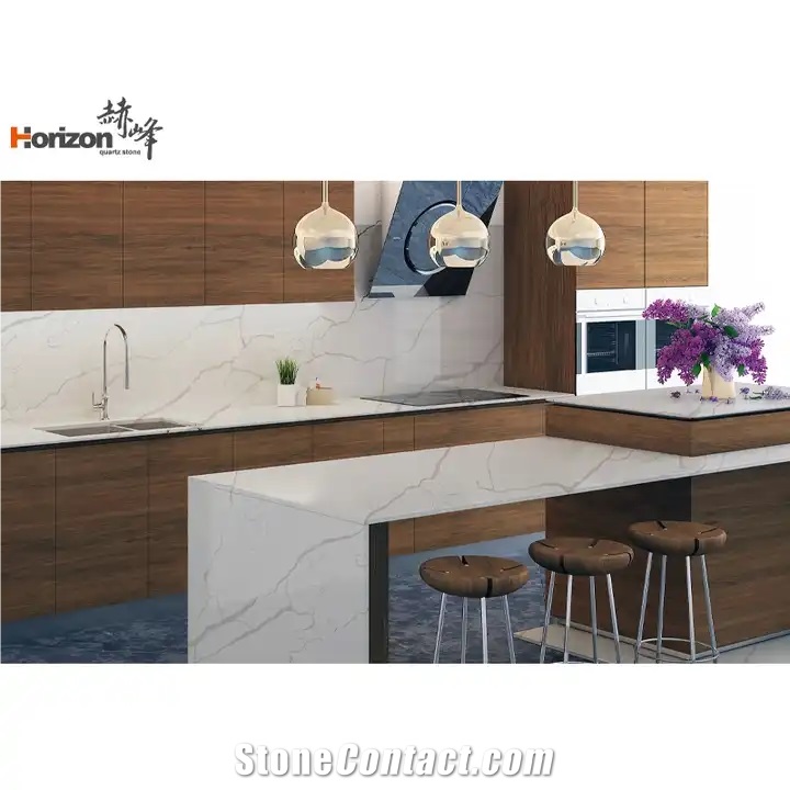 Hot Sale Aritificial Calacatta Quartz Slabs For Interior Use