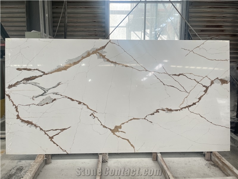 Hot Selling China Engineered Calacatta Quartz Quartz Slabs