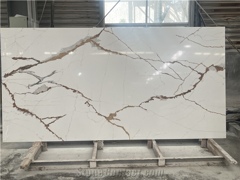 Hot Selling China Engineered Calacatta Quartz Quartz Slabs