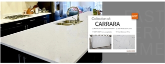 Jumbo Size Carrara White Wholesale Price  Quartz Slabs