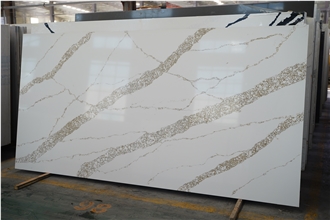 Marble Looks Quartz Stone Slab Gold Calacatta Quartz Slabs