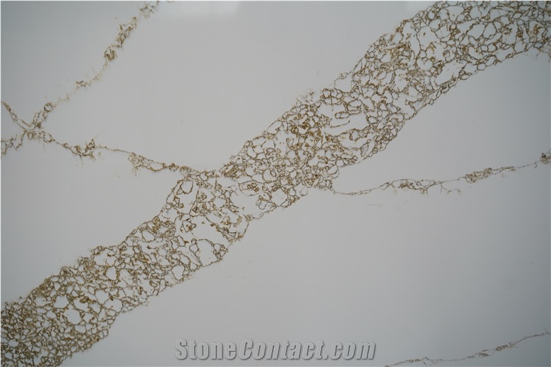 Marble Looks Quartz Stone Slab Gold Calacatta Quartz Slabs