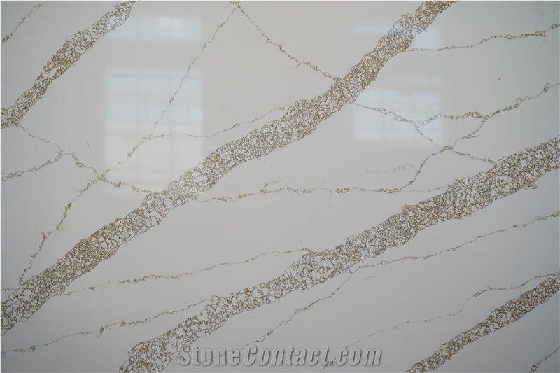 Marble Looks Quartz Stone Slab Gold Calacatta Quartz Slabs
