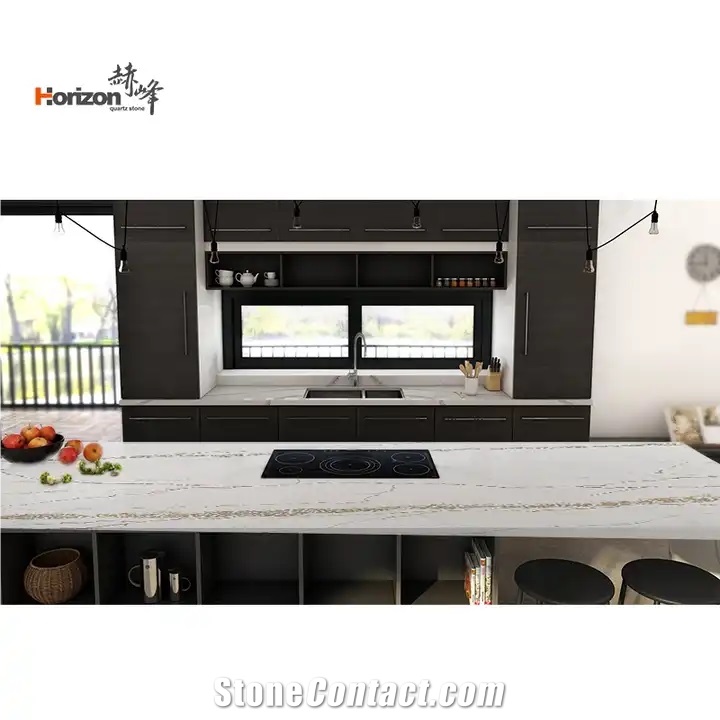 Marble Looks Quartz Stone Slab Gold Calacatta Quartz Slabs