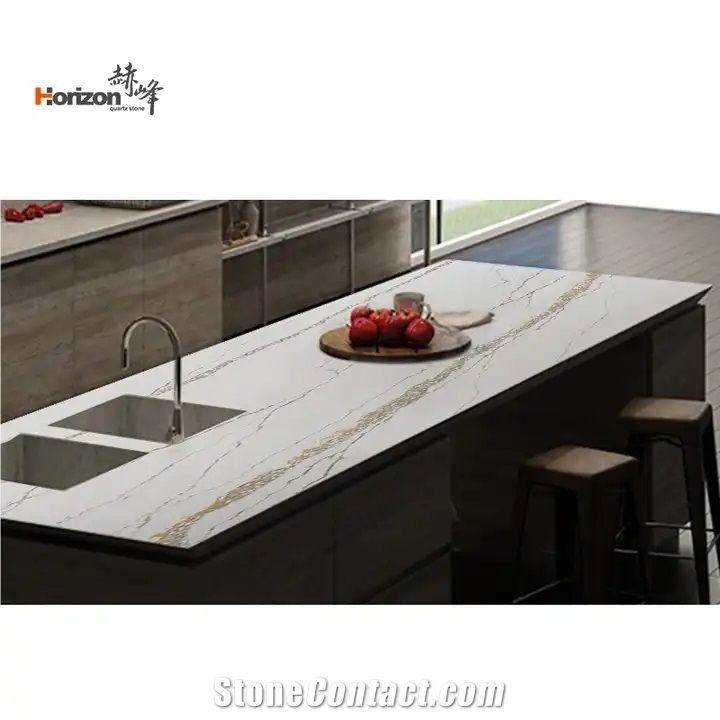 Marble Looks Quartz Stone Slab Gold Calacatta Quartz Slabs