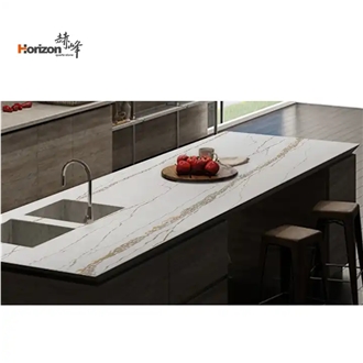 Marble Looks Quartz Stone Slab Gold Calacatta Quartz Slabs